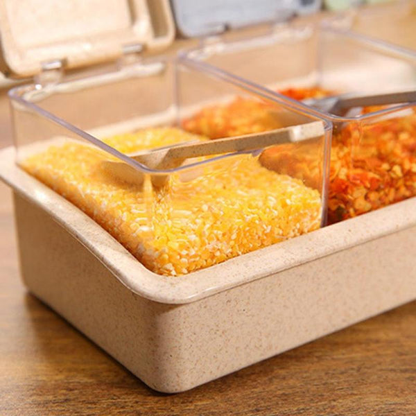 4 Grid Kitchen Creative Transparent Seasoning Cans Kitchen Cylindra Spice Rack Condiment Bottles Pepper