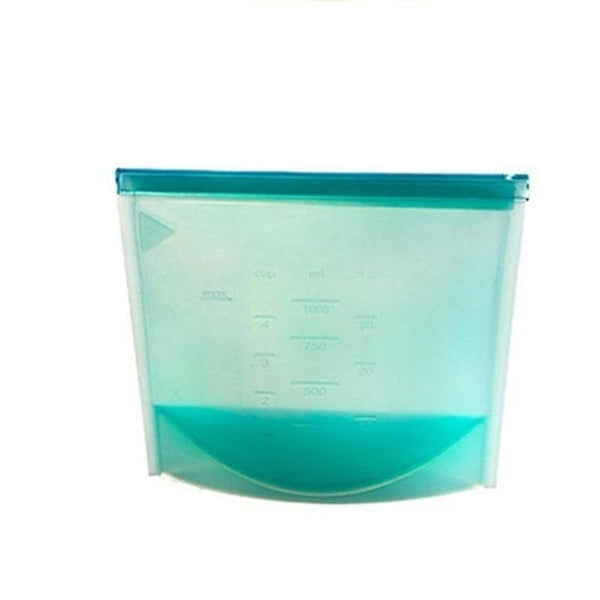 1000ml Food Silicone Fresh Bag Reusable Vacuum Sealed Freezer Bag Slide Lock