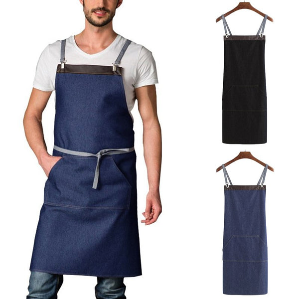 Fashion Male Waiter Kitchen Men Apron Big Pockets Chef